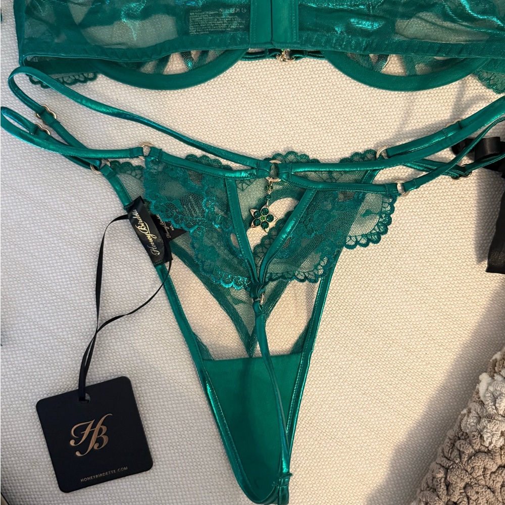 Honey Birdette Green Lingerie Set - Picture 9 of 12